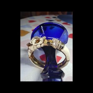 Vintage Enamel Lion Clamper Bracelet